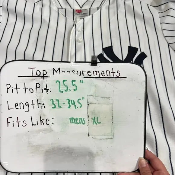 Vtg 90s Men's XL Rawlings New York Yankees Authentic White Pinstripe Jersey #00